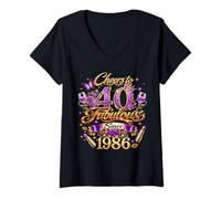 Donna Cheers To 40 Years Old Wedding Anniversary 40th Birthday Maglietta con Collo a V