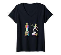 Donna Chef Cook My Cool Dad Contro Yours Funny Drippy Maglietta con Collo a V