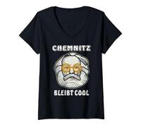 Donna Chemnitz resta Cool Chemnitzer Karl-Marx Testa Chemnitz Maglietta con Collo a V