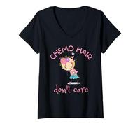 Donna Chemo Hair Don't Care, Cancer Girl Calvo Testa Fiori Maglietta con Collo a V