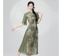 Donna Cheongsam Latino Danza Qipao Abito Stanza da Ballo Rétro Stile Etnico Moda