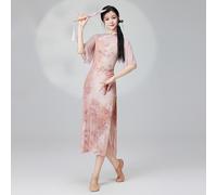 Donna Cheongsam Latino Danza Qipao Abito Stanza da Ballo Rétro Stile Etnico Moda