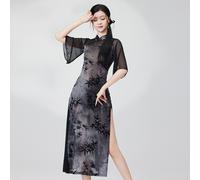 Donna Cheongsam Latino Danza Qipao Abito Stanza da Ballo Rétro Stile Etnico Moda