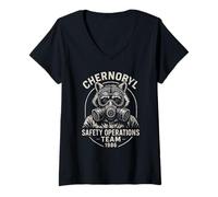 Donna Chernoby Safety Operations Team 1986 - Maschera Protettiva per procioni Maglietta con Collo a V