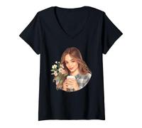 Donna Cherry Blossom Beauty - Maglietta Unisex Divertente Maglietta con Collo a V