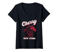 Donna Cherry Bomb Winner Takes all Dice New York Maglietta con Collo a V