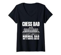 Donna Chess Dad: 3 va avanti per Gli Appassionati di strategia Maglietta con Collo a V