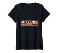 Donna Cheyenne Wyoming Stile Vintage Anni '70 Maglietta con Collo a V