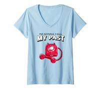 Donna Chiamerò Il Mio Passato (Retro Phone Graphic) Maglietta con Collo a V