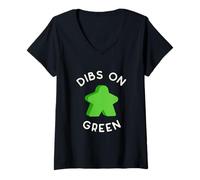Donna Chiamo Dibs su Quel Meeple Verde perché Gioco Sempre Verde! Maglietta con Collo a V