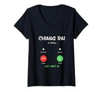 Donna Chiang Rai Sta chiamando e Devo Andare in Thailandia in Viaggio Maglietta con Collo a V