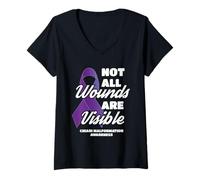 Donna Chiari Malformation Awareness Not all Wounds Are Visible Maglietta con Collo a V