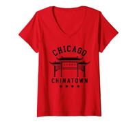 Donna Chicago Chinatown Cinese Americano Illinois Loop South Side Maglietta con Collo a V
