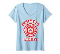 Donna Chicago Illinois Fire Rescue Department Famiglia vigile del fuoco Maglietta con Collo a V