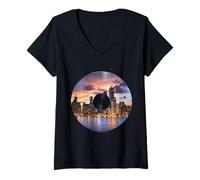 Donna Chicago Illinois Vinile Maglietta con Collo a V