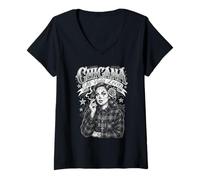 Donna Chicana Mi Vida Loca Donna Payasa Rosa Maglietta con Collo a V