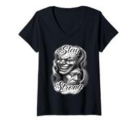 Donna Chicano Clown Theatre Masks Sorridi Ora Piangi più Tardi Rimani Forte Maglietta con Collo a V