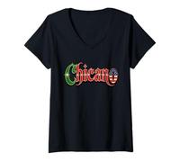 Donna Chicano Lettering Mexican American Pride Heritage Donna Uomo Maglietta con Collo a V