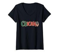 Donna Chicano Lettering Mexican American Pride Heritage Donna Uomo Maglietta con Collo a V