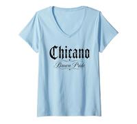 Donna Chicano Messicano Messico Marrone Latino Raza Barrio Pride Latina Maglietta con Collo a V