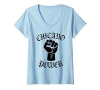 Donna Chicano Power Messicano Messico Latina Latinx Raza No La Migra Maglietta con Collo a V