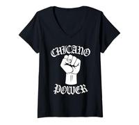 Donna Chicano Power Messicano Messico Latina Latinx Raza No La Migra Maglietta con Collo a V