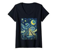 Donna Chichen Itza, Messico, Notte Stellata, Storia dell'Arte, Regalo Maglietta con Collo a V