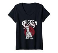 Donna Chicken Daddy Funny Silkie Farm Homesteader Maglietta con Collo a V
