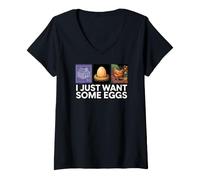 Donna Chicken Farmer I Just Want Some Eggs Maglietta con Collo a V