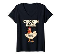 Donna Chicken Game Don't Look At The Chicken Divertente Maglietta con Collo a V