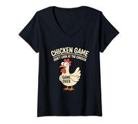 Donna Chicken Game Don't-Look At The Chicken Funny Chicken Humor Maglietta con Collo a V