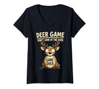 Donna Chicken Game Don't Look at The Chicken Funny Chicken Maglietta con Collo a V