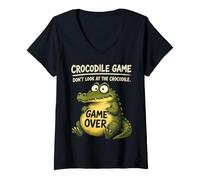 Donna Chicken Game Don't Look at The Chicken Funny Chicken Maglietta con Collo a V