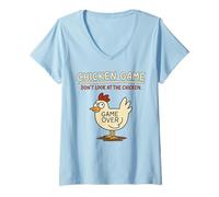 Donna Chicken Game Don't Look At The Chicken Meme Kids Christmas Maglietta con Collo a V