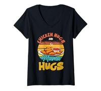 Donna Chicken Nugs and Mama Hugs Toddler per gli amanti delle pepite di pollo Maglietta con Collo a V