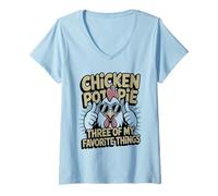 Donna Chicken Pot Pie Farm Umorismo Divertente Pollo Risata Maglietta con Collo a V