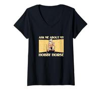 Donna Chiedimi del mio hobby cavallo Hobbyhorsing Un cavaliere Hobbyhorse Maglietta con Collo a V