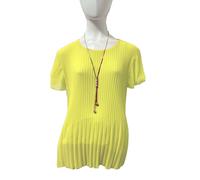 Donna Chiffon a Pieghe Foderato con Collana Estate Tunica Manica Corta Maglia