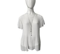 Donna Chiffon a Pieghe Foderato con Collana Estate Tunica Manica Corta Maglia