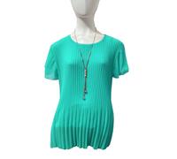 Donna Chiffon a Pieghe Foderato con Collana Estate Tunica Manica Corta Maglia