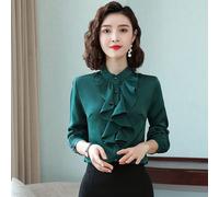 Donna Chiffon Ruffles Camicia Camicetta Top collo a Lupetto Slim Professionale