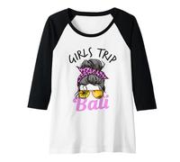 Donna Chignon per Capelli disordinato da Ragazza con Scritta Trip Bali Maglia con Maniche Raglan