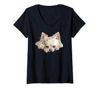 Donna Chihuahua bianco Chihuahua Capelli Lunghi Chiwawa Amante Del Cane A Capelli Lunghi Maglietta con Collo a V