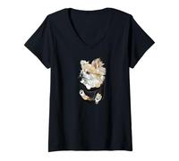 Donna Chihuahua Cane In Tasca Divertente Chiwawa Capelli Lunghi Maglietta con Collo a V