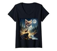 Donna Chihuahua Howling to The Moon Funny Dog Meme Maglietta con Collo a V