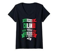 Donna Chilango CDMX Funny Sarcastic Mexicans Street Spanish Slang Maglietta con Collo a V