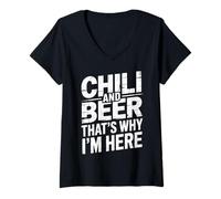 Donna Chili And Beer That's Why I'm Here Spicy Food Drink - Maglietta con Collo a V