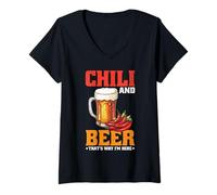 Donna Chili And Beer That's Why I'm Here Spicy Food Drink - Maglietta con Collo a V