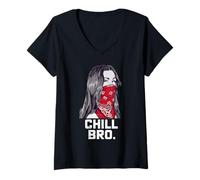 Donna Chill Bro Hip-Hop Gangsta Messico Ragazza Rap Urban Cool Maglietta con Collo a V