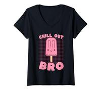 Donna Chill out Bro - Coniglietto con Grafica Divertente Maglietta con Collo a V